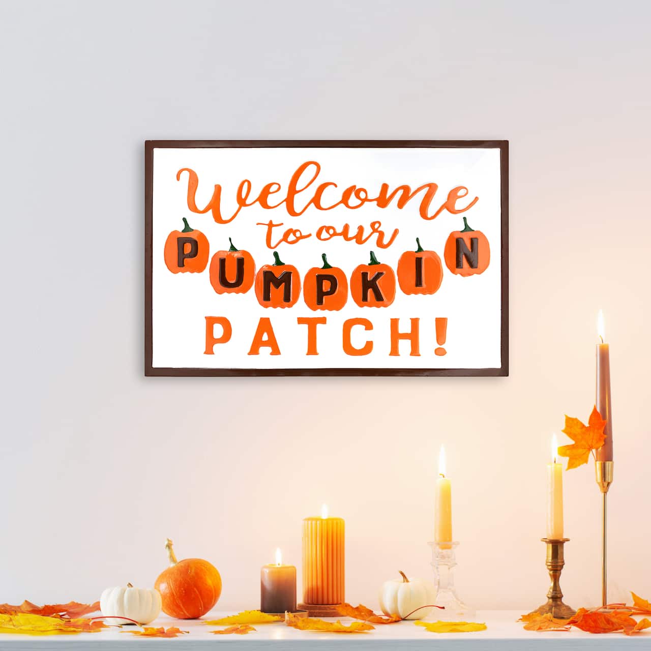 20" Orange & White Welcome to Our Pumpkin Patch Metal Wall Décor